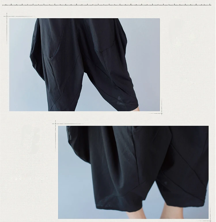 Широкие штаны-шаровары в китайском стиле уличная Женская этническая винтажная эластичная талия свободные длинные хлопковые льняные брюки