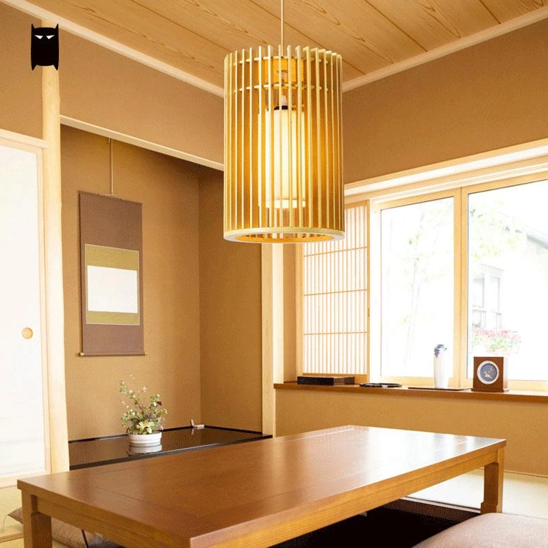 Wood Pendant Light Tatami Fixture Rustic Korean Asian Japanese Hanging Lamp Luminaria Indoor Home Dining Table Room Restaurant Japanese Hanging Lamps Hanging Lampwood Pendant Light Aliexpress