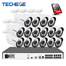 Techege 16CH 4K POE NVR 5MP 3MP kit PoE IP Camera P2P Cloud Onvif FTP CCTV System IR Outdoor Night Vision Video Surveillance Kit