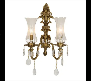 

New Arrival European Luxurious Brass Color E14 AC Wall Lamp Living Room Wall Light lamparas de pared applique murale luminaire