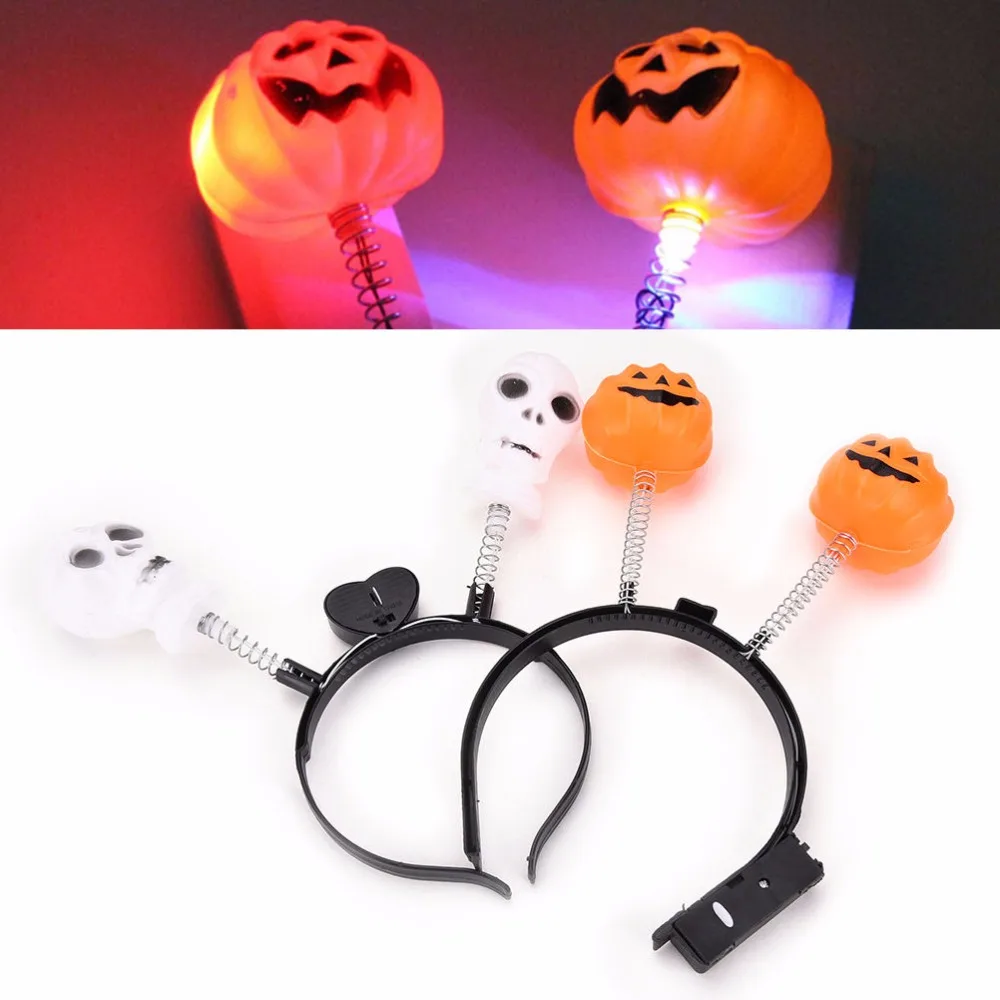 1pcs led light up hairband headband pumpkin skull flashing party xmas gift halloween decoration wholesale
