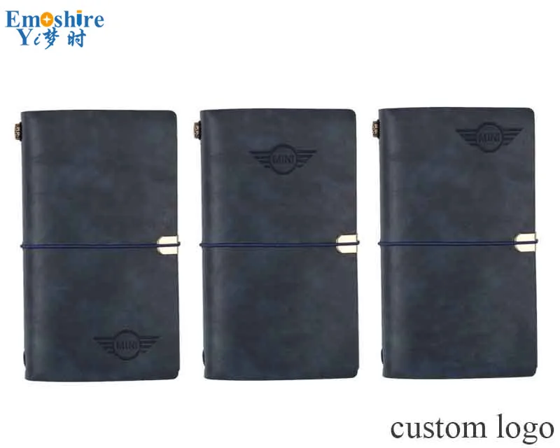 Emoshire A6 loose-leaf hand book creative tie belt travel diary book business retro imitation leather notebook custom logo (2)