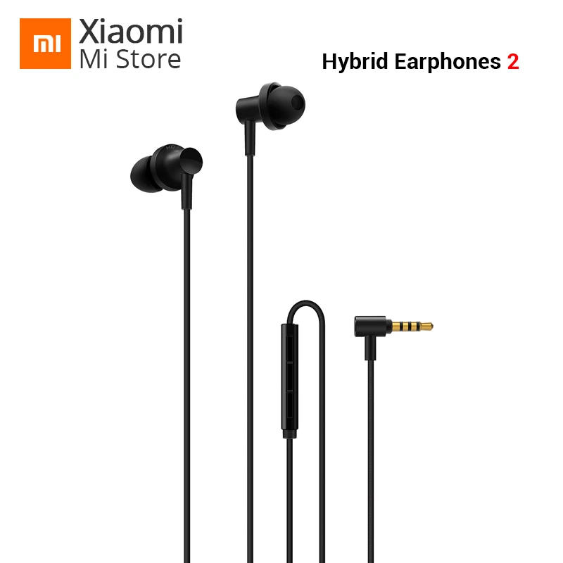 

Original Xiaomi Mi Hybrid Earphone 2 horn L-Shape Plug MEMS Microphone Wired Control Dual Driver For Android IOS System