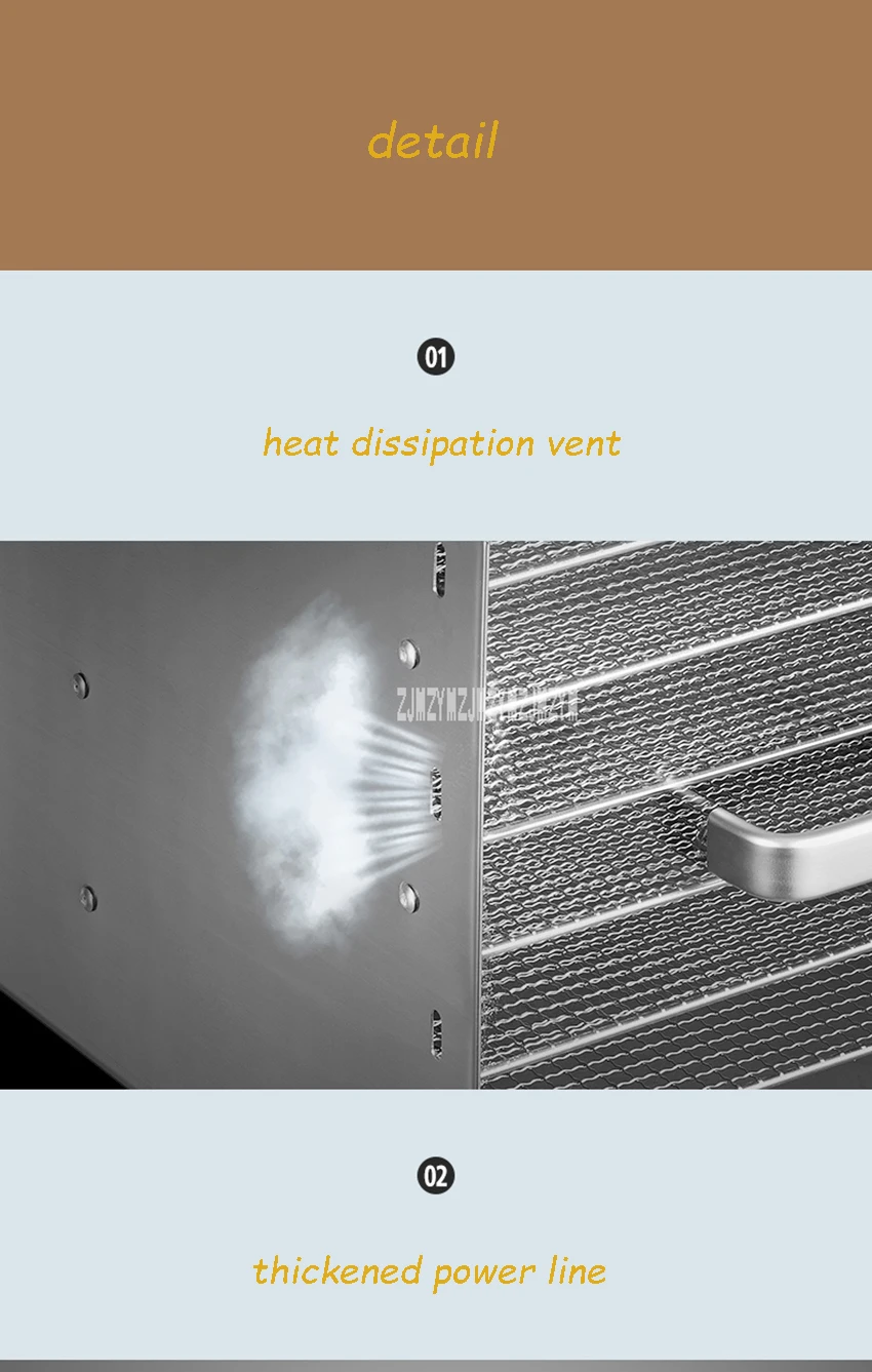 ST-03 Нержавеющая сталь Еда осушитель воздуха 6-Слои бытовой электрический Овощной Мясо Фрукты сушилка лекарственные Материал Еда Дегидратор