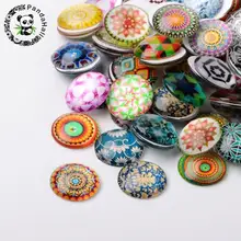 10mm 12mm 14mm 16mm 18mm 20mm 25mm Round Mixed Pattern Glass Cabochons Fit Flatback Base Jewelry Making