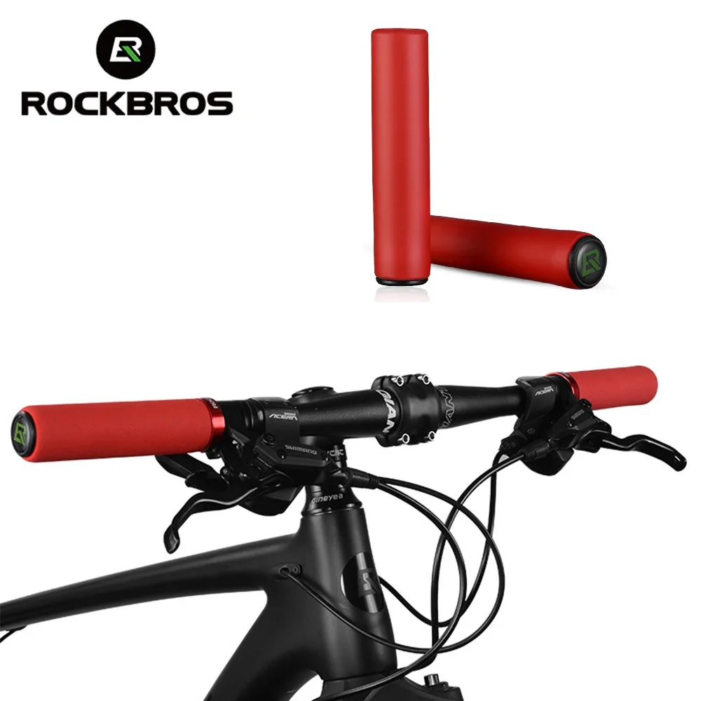 

ROCKBROS Bicycle Grips MTB Silicone Sponge Handlebar Grips Anti-skid Shock-absorbing Soft Bike Grips Ultraight Cycling Handlebar