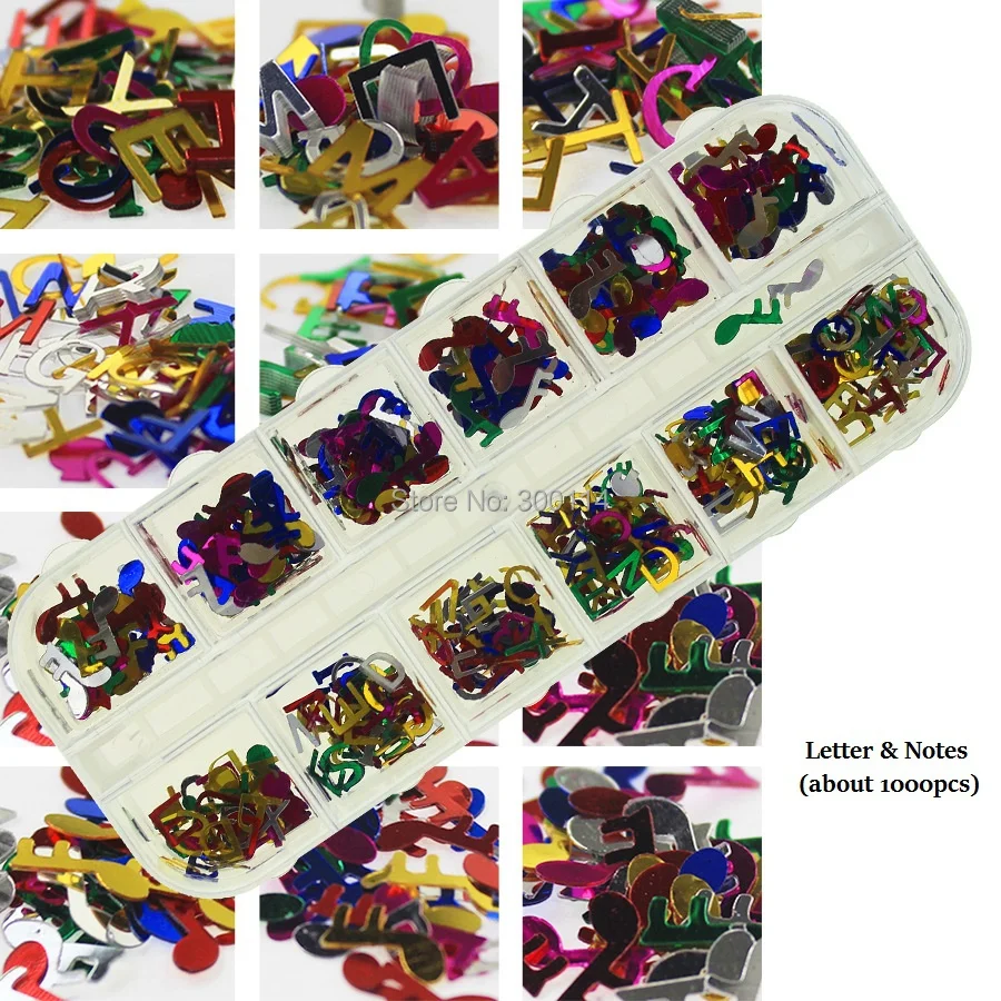 Acessórios de Decoração Atacado Cores Unha Jóia Oco Coração Estrela Carta Notas Forma Art Beleza Decalque Rebite 200 Conjuntos Mix 12 16 beleza decalque acessórios de decoração rebite 200 conjuntos