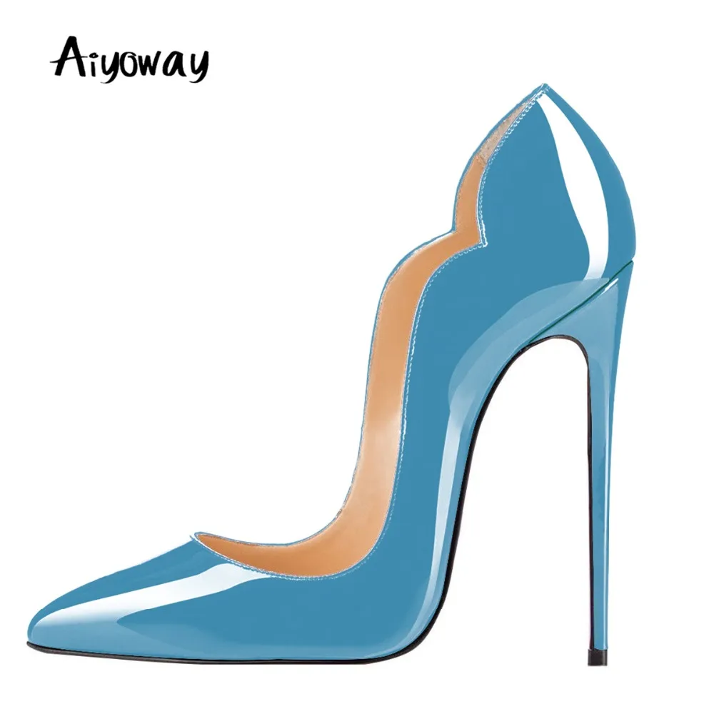 

Aiyoway Sexy Women Pointed Toe High Heels Pumps Patent Leather Autumn Spring Party Clubwear Shoes Thin Heels Footwear Slip-On