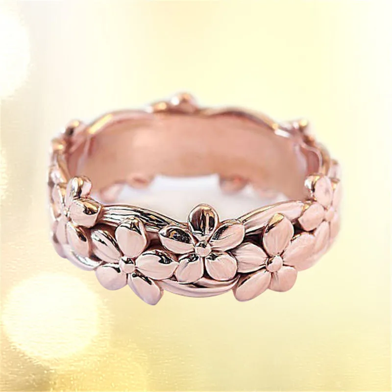 ZN розовое золото, цветочное кольцо, счастливая Маргаритка, цветущая слива, цветок вишни, ювелирное изделие, подарок, вечерние Обручальные кольца, размеры 5, 6, 7, 8, 9, 10