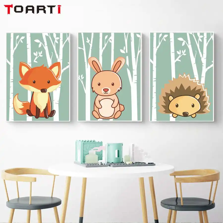 Selva De Bosque Pintura En Lona De Animales Cartel De La Pared Y