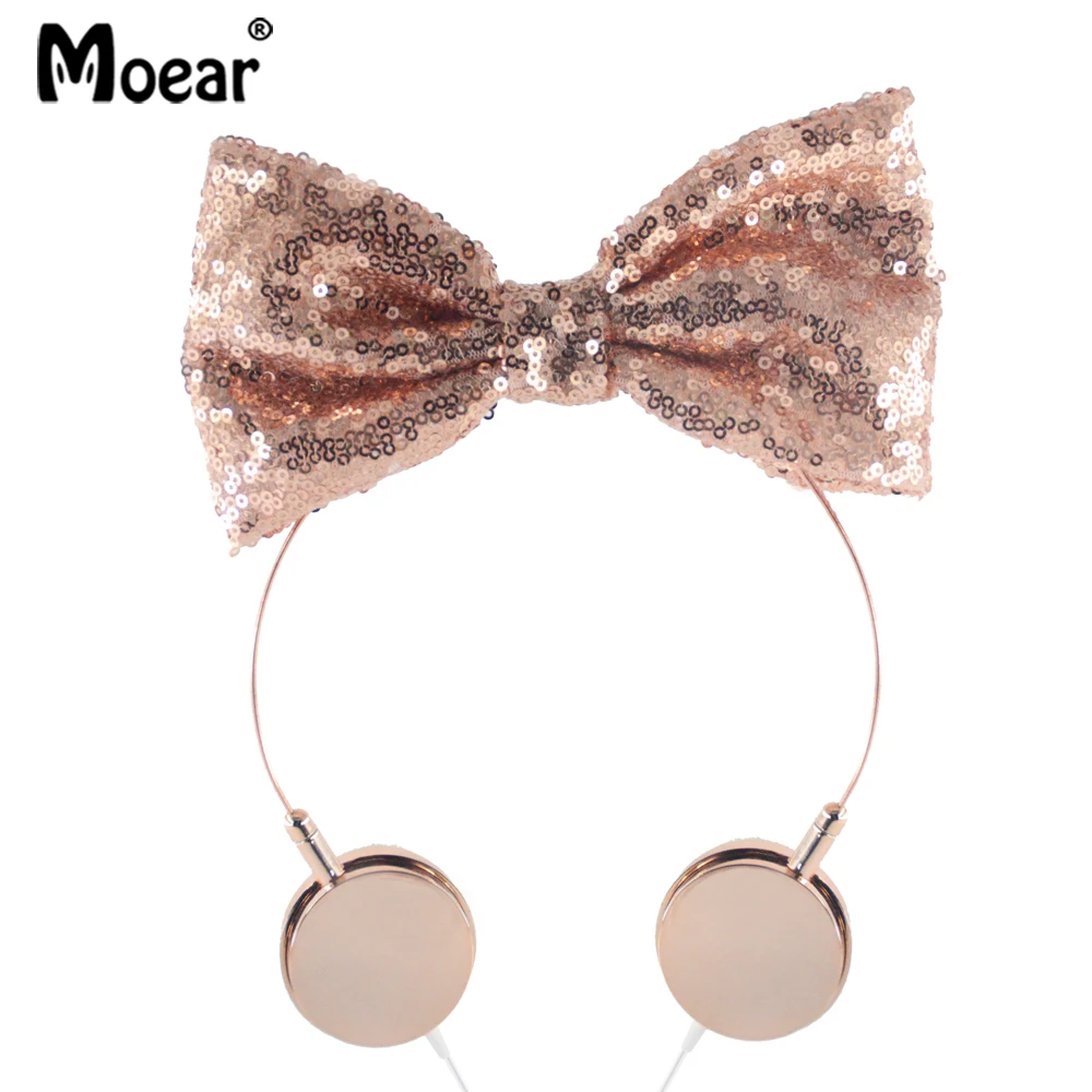 

Girls Lovely Glitter Sparky Bow Headphones Wired 3.5mm Earphones For MP3 PC