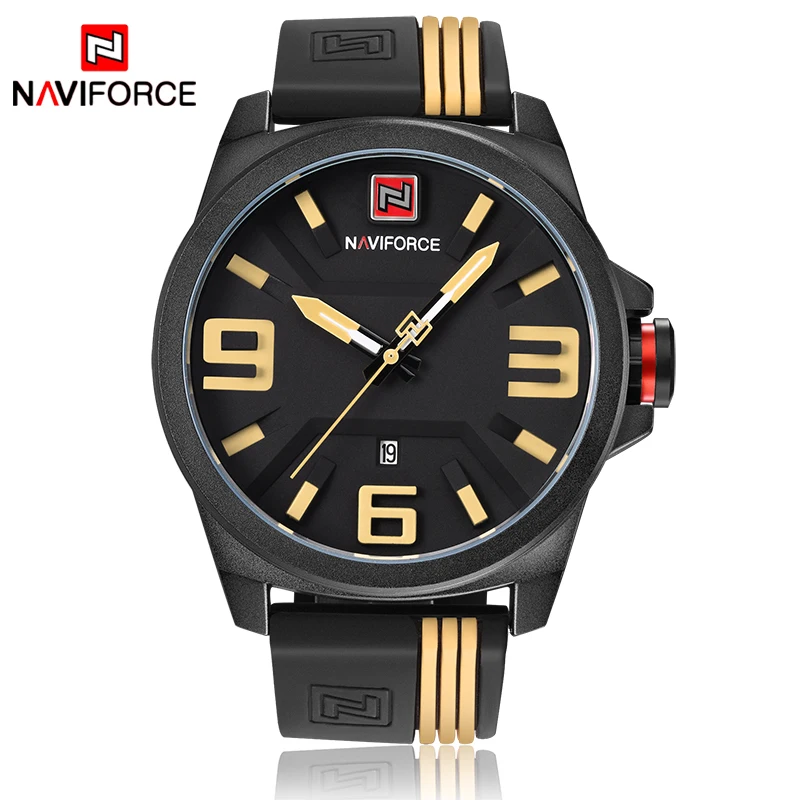 

New Top Luxury Brand NAVIFORCE Men silicone strap Sport Watches Men's 3D Face Quartz waterproof Wrist watch Relogio Masculino