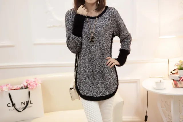 New Fashion Autumn Brand Female Mohair Pullover Loose Sweater Knitted Long Sleeve O-neck Gray Pullovers Hot Sale Sweater 19 New Fashion Autumn Brand Female Mohair Pullover Loose Sweater Knitted Long Sleeve O-neck Gray Pullovers Hot Sale Sweater 18