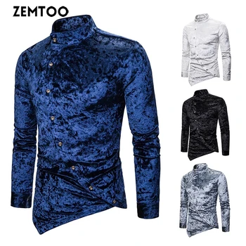 

Men's Irregular Diagonal Button Shirt Casual Slim Shirt