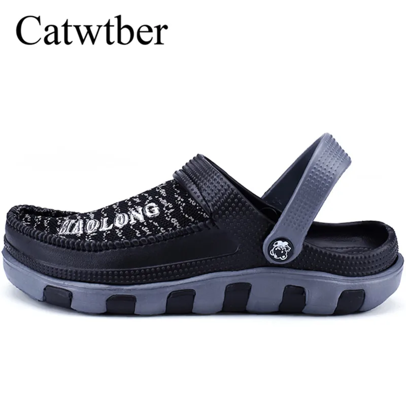 

Catwtber Men Sandals Summer Slippers Shoes Croc Fashion Beach Sandals Casual Flats Slip On Hole Shoes Men Hollow Mesh Walking