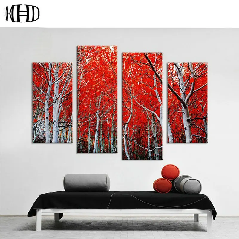 

MHD DIY Diamond Painting Tree, Full / Square / Round Diamond 5D Diamond Embroidery Maple Cross Stitch Decoration Set of 4