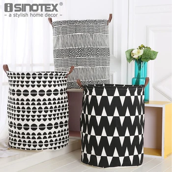 

Canvas Fabric Beige Toy Sundries Storage Bag Box Case Laundry Bag Clothing Kid Round Cartoon Organizer Home Textile 40x50CM 1PCS