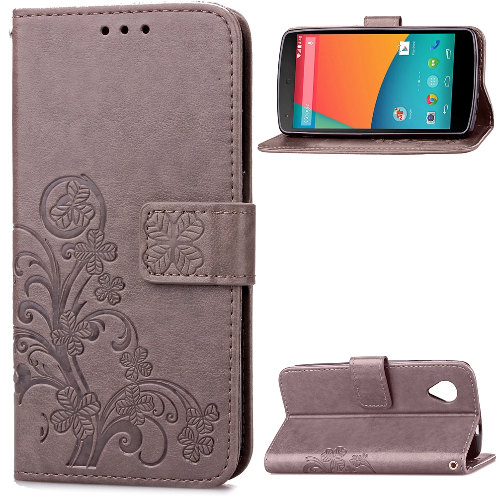 

For LG Nexus 5 Case Leather 3D Card Holder Stand Magnetic Flip Clover Wallet Cover For LG Google Nexus5 D820 D821 Phone Case
