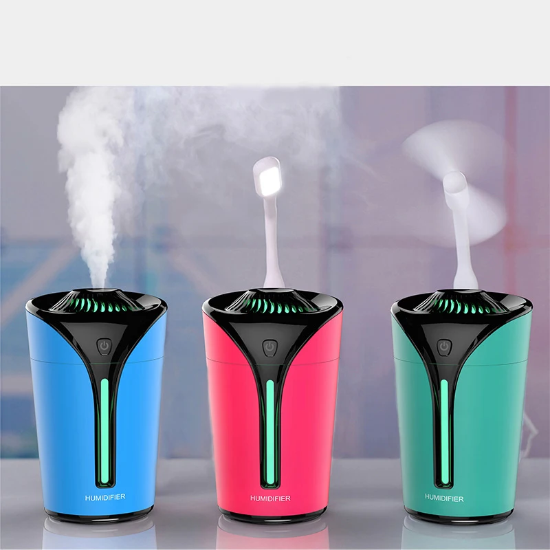 

170ml Mini USB Aroma Ultrasonic Air Humidifier Aromatherapy Essential Oil Diffuser 3 Color Electric Mist Maker LED Night WithFan