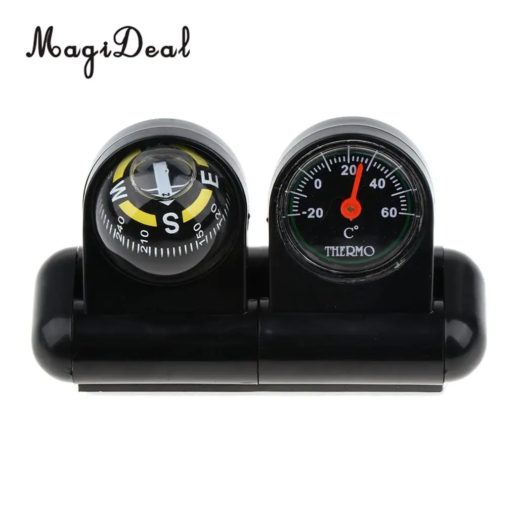 MagiDeal 2 In 1 Removable Car Compass and thermometer Adhesive Van Truck Vehicle Boat for Camping Hiking Dinghy Yacht Caravan
