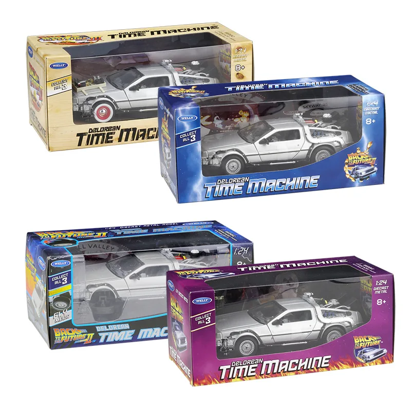 WELLY 1:24 Diecast Simulation Model Car DMC-12 Delorean Time Machine Back To The Future Cars Toys M