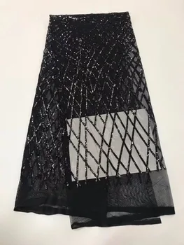 

Black + gold fashion design beautiful African lace fabrics, with sequins, the most popular French lace fabrics for weddings ZY01