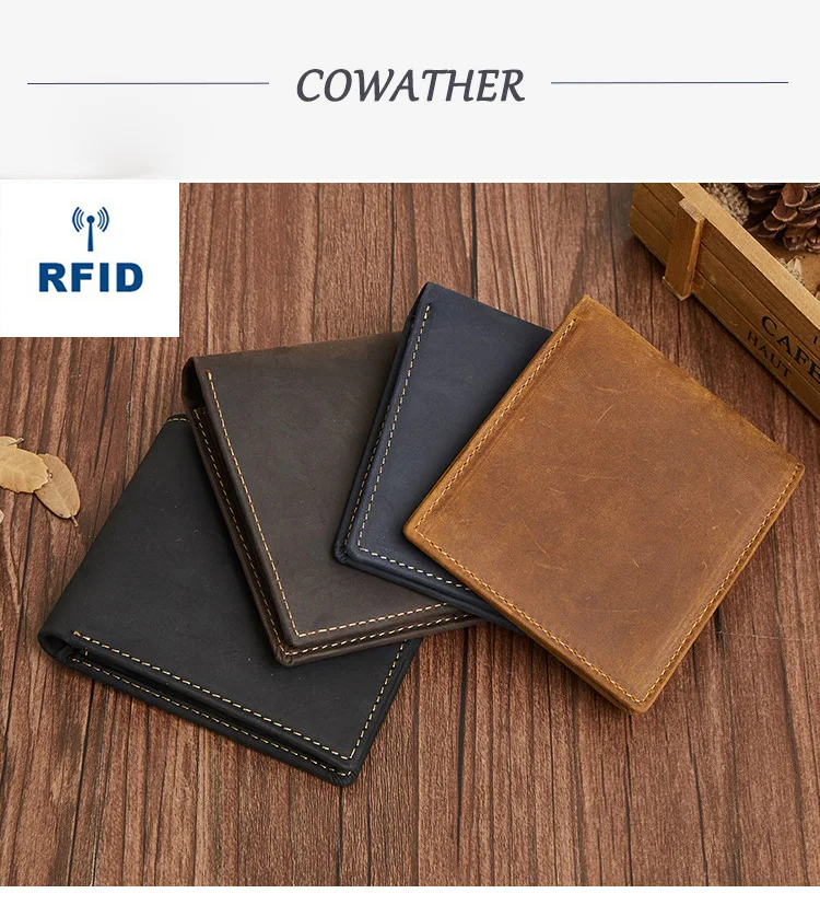 COWATHER, высокое качество, натуральная кожа, короткие кошельки для мужчин, RFID, модный мужской кошелек, хороший мужской кошелек, 4 цвета, Q2046