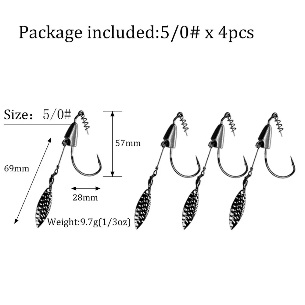 2шт/4 шт джиг голова Крюк#3/0#4/0#5/0 рыболовные плавающие крючки колючие лезвия плавающие джиг Крючки для ловли окуня - Цвет: 4pcs size 5-0