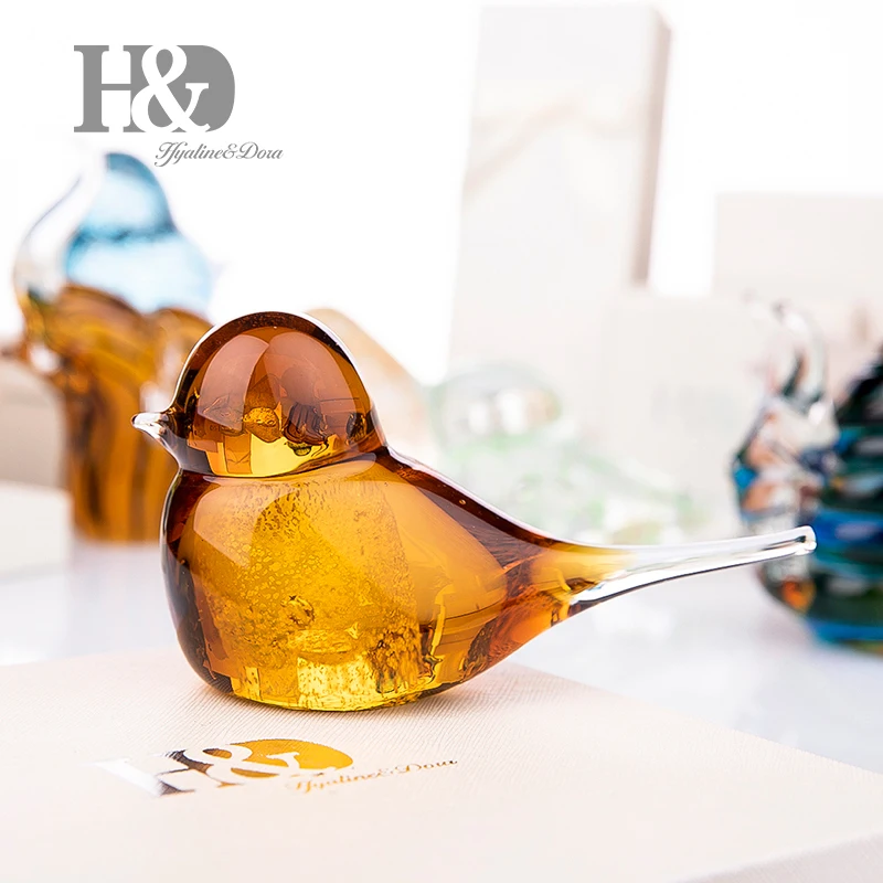 H&D 9 Styles Glass Blown Paperweight Bird Craft Unique Handmade Fancy Collectibles Gifts for Wedding Office Decor