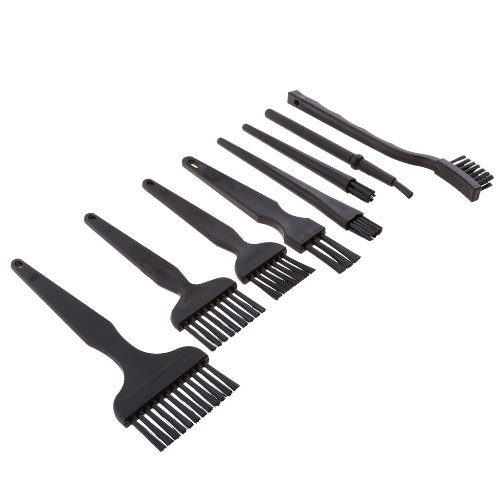8 Pcs ESD Plastic Safe Handle Anti Static Brushes Kit Set Detailing Cleaning Tool for Phone PCB Repair Work