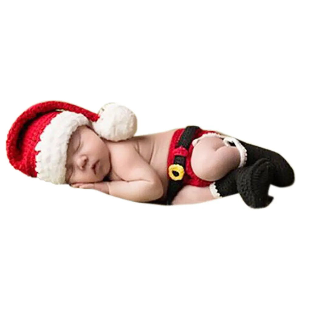 Рождественский костюм для новорожденных, вязаная крючком одежда, реквизит для фотосессии, наряд для новорожденных, реквизит для фотосессии, детская шляпа детская шапочка шапка