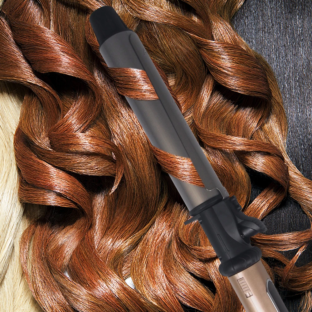 USHOW Curling Iron with Tourmaline Ceramic Technology and Digital Controls with Heat Resistant Silicone Mat 1.25 Inches