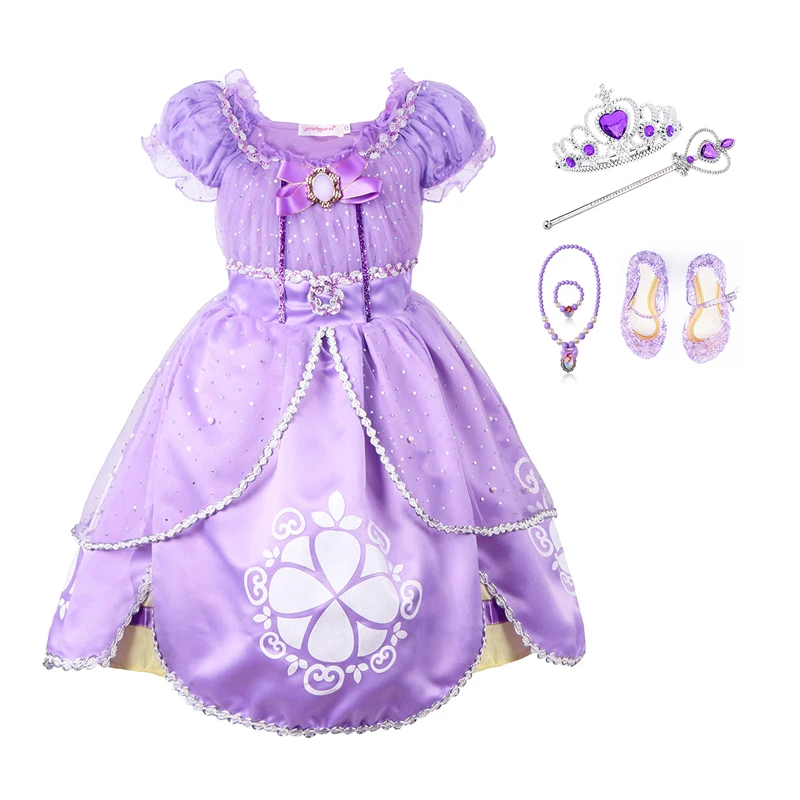 

DAYLEBABY Girls' Princess Sofia Dress Up Costume Cosplay Fancy Party Dress Outfit with Accessories Party Halloween