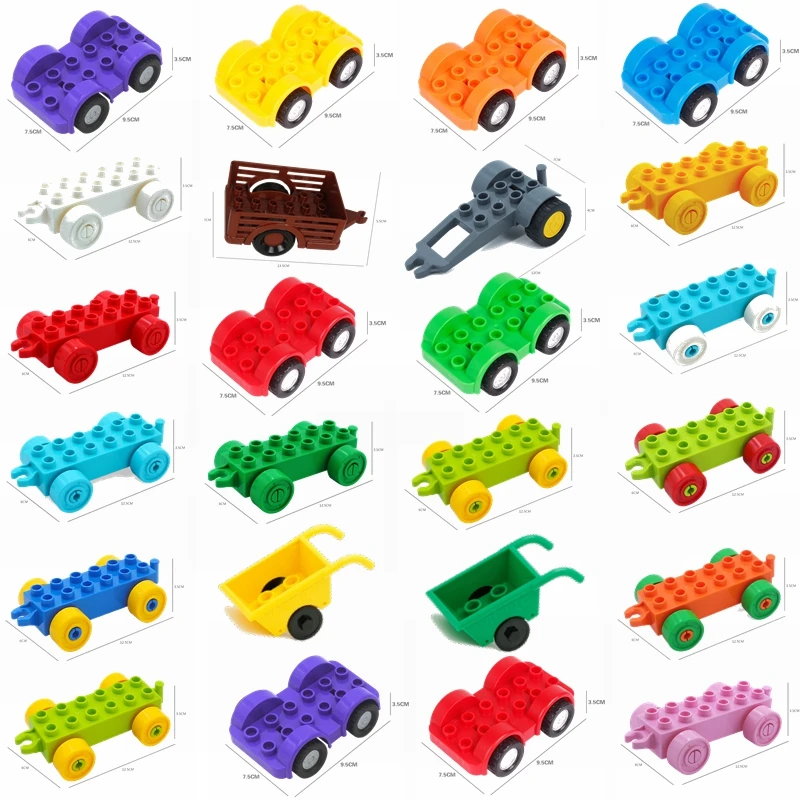 

Mailackers Duplo Trailer Car Motorcycle Boat Truck Vehicle Accessories Parts Set Big Building Block Toy Compatible Duploe Cities