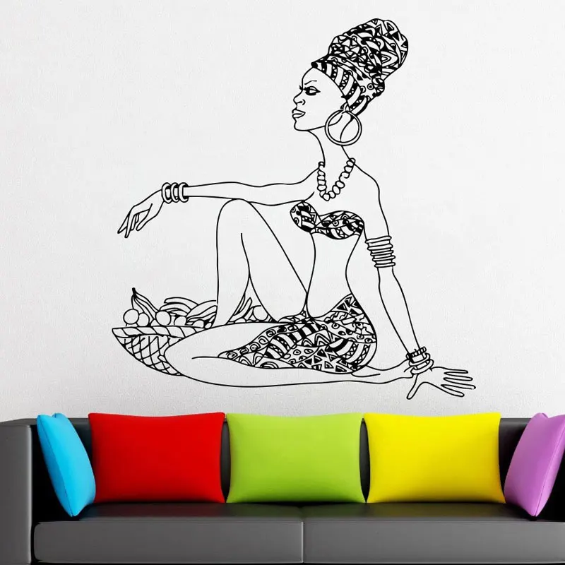 

Africa Girl Wall Decal Vinyl Stickers African Beautiful Woman Interior Home Design Wall Art Murals Bedroom Decor DIY AM11