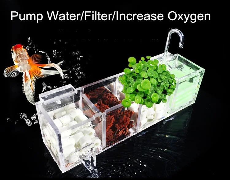 Аквариум Mutifunctional внешний фильтр коробка аквариум фильтр коробка без водяного насоса увеличение кислорода фильтр для воды акрил FA016