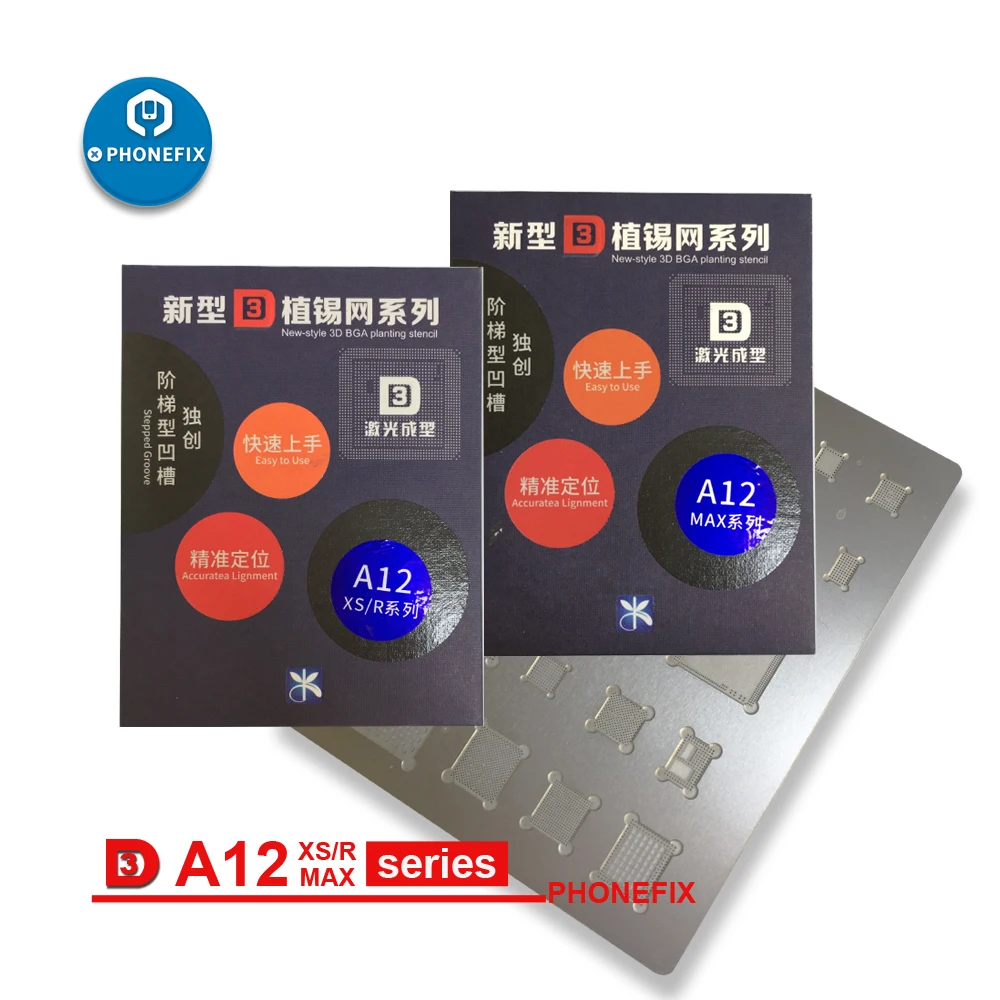 

PHONEFIX MJ 3D A12 Reballing Stencil Template CPU Soldering Repair Tools For iPhone X MAX XS XR Motherboard Repair