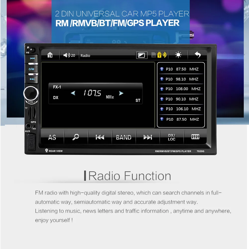 Best 7020G Car MP5 Player 7" Touch Screen In Dash Bluetooth Car Stereo Radio MP5 Player Support FM USB SD Aux Rear View Camera Input 5 Best 7020G Car MP5 Player 7" Touch Screen In Dash Bluetooth Car Stereo Radio MP5 Player Support FM USB SD Aux Rear View Camera Input 5