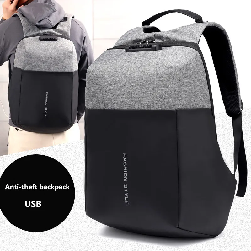 

Three-dimensional digital storage anti-theft computer backpack Korean version of the shoulder bag men's college bag USB 2018new