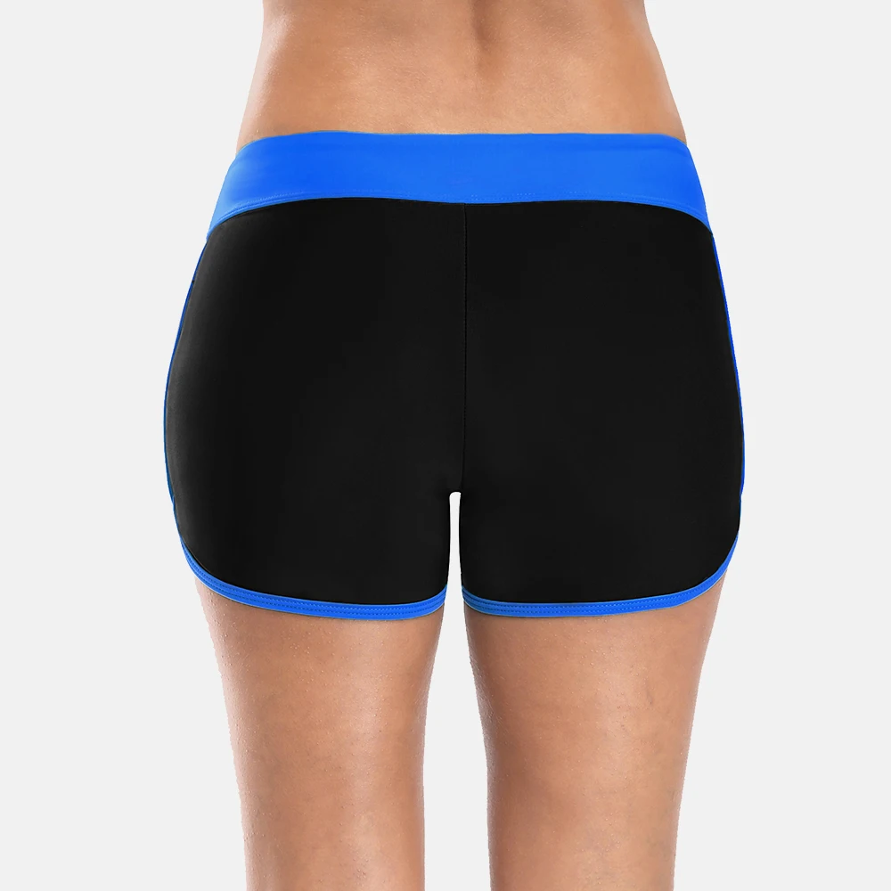 Attraco Swim Trunks Women Bikini Bottom Low Waist Ban Colorblock Swimwear Briefs Swimwear Split Swimming Trunks