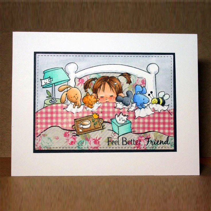 

Fell Better Sleeping Girl Transparent Stamp Clear Stamps for DIY Scrapbooking Paper Cards Decorative Crafts Supplies 4x4 inch