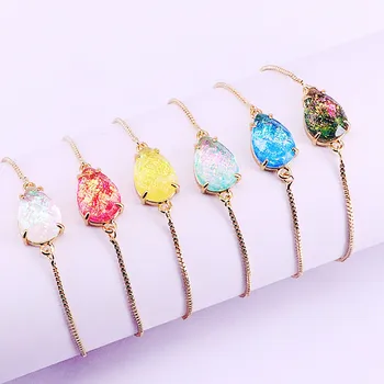 

6Pcs Mixed Color Stone Jewelry Adjustable Chain Bracelets for Women