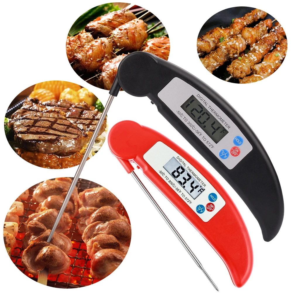 

Folding Digital BBQ Meat Thermometer Probe Chocolate Oven Milk Water Oil Tools Cooking Kitchen Thermometer Electronic Probe D40