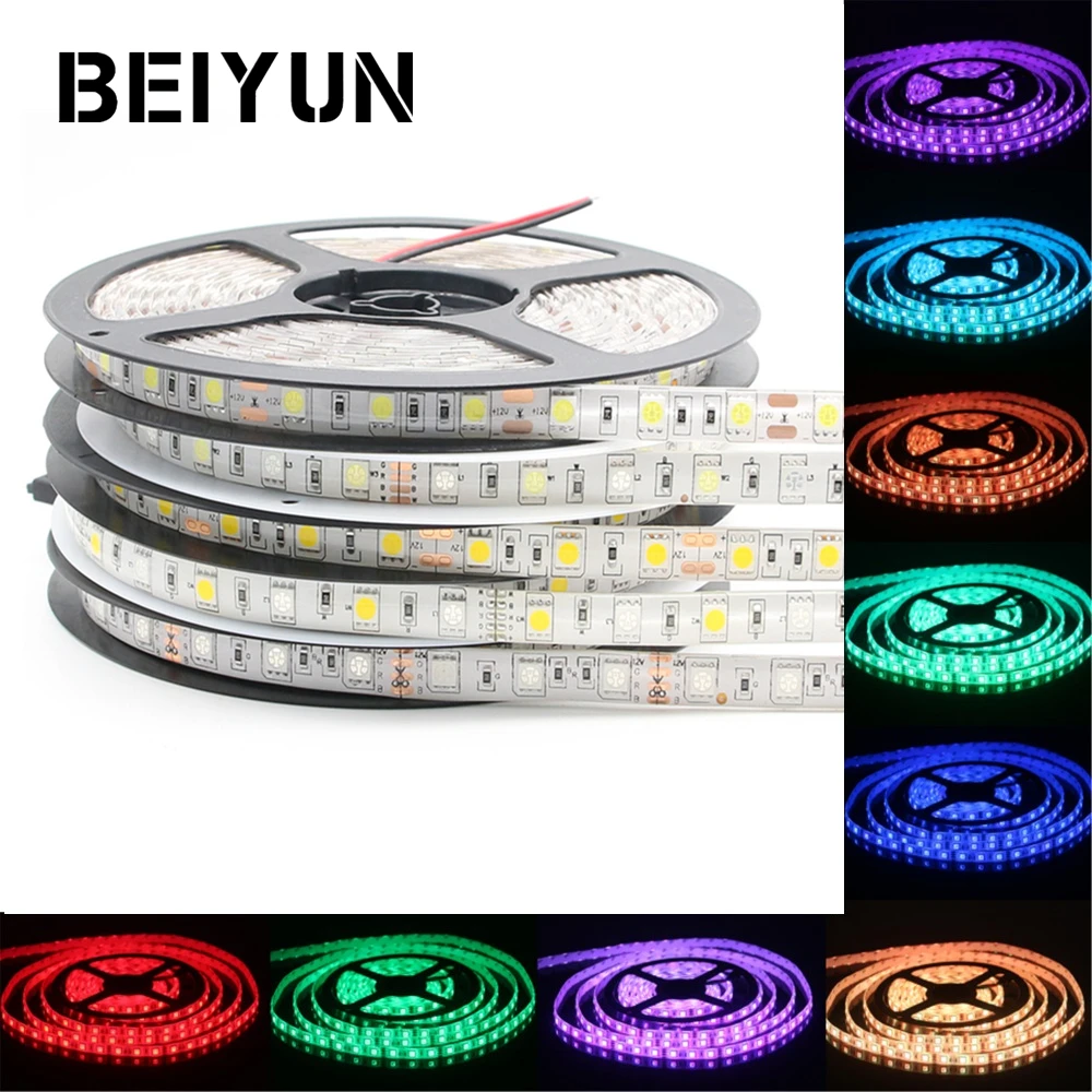 Светодиодная лента BEIYUN SMD 5050 RGB 5 м 300LED не Водонепроницаемая светодиодная