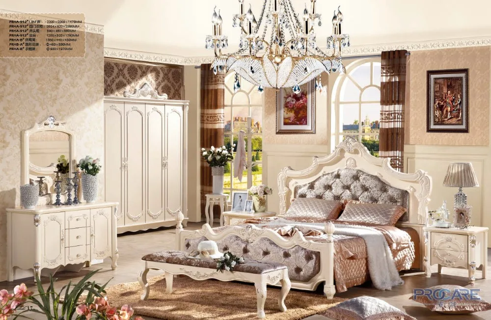 Online Get Cheap Antiques Bedroom Furniture -Aliexpress.com Luxury French fancy antique design solid wood fabric Bedroom Furniture set with 4 doors bureau,night table,dresser,Bed End Stool - Online Get Cheap Antiques Bedroom Furniture -Aliexpress.com