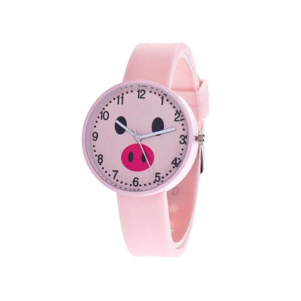 Симпатичные свиньи узор детские наручные часы повседневные Кварцевые женские наручные часы модные спортивные женские часы relogio femino montre femme - Цвет: Розовый