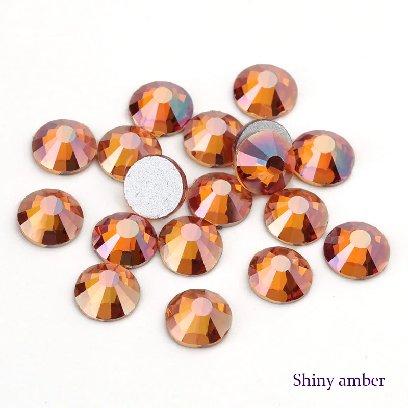 Shiny amber Б ез исправлений стразы SS30(6,4-6,6 мм) цвета морской волны АВ/светильник Сиам АВ 288 шт./пакет с украшением в виде кристаллов Стекло с плоской задней частью одежды Стразы - Цвет: Shiny amber