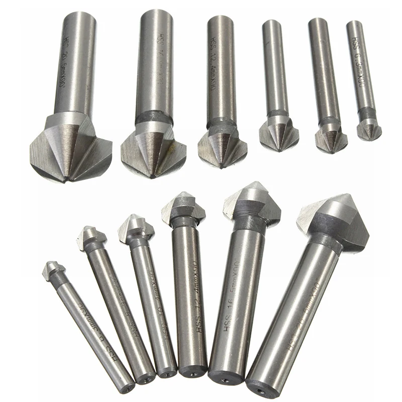 1pc 3 Flute HSS Countersink Drill Bit 90 Degree Chamfer Cutter Tool For Wood Steel 6.3/8.3/10.4/12.4/16.5/20.5mm