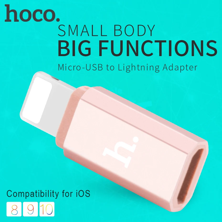 

HOCO Micro USB Adapter for Apple 8 pin Male to Female Converter Charging Data Sync for Micro USB Cables for iPhone X XS Max iPad