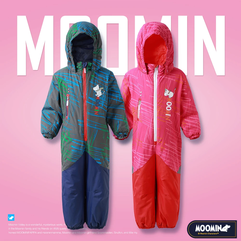 

Moomin 2019 new arrival boys winter jumpsuit waterproof -20 degree girls winter overall polyester cotton filling cartoon warm
